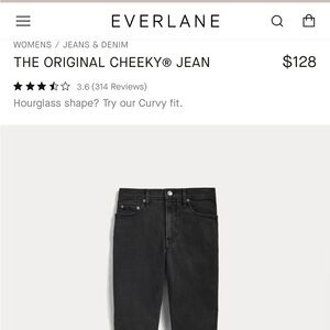 Everlane Original Cheeky Jean, size 26, 26.5 inseam, washed black.